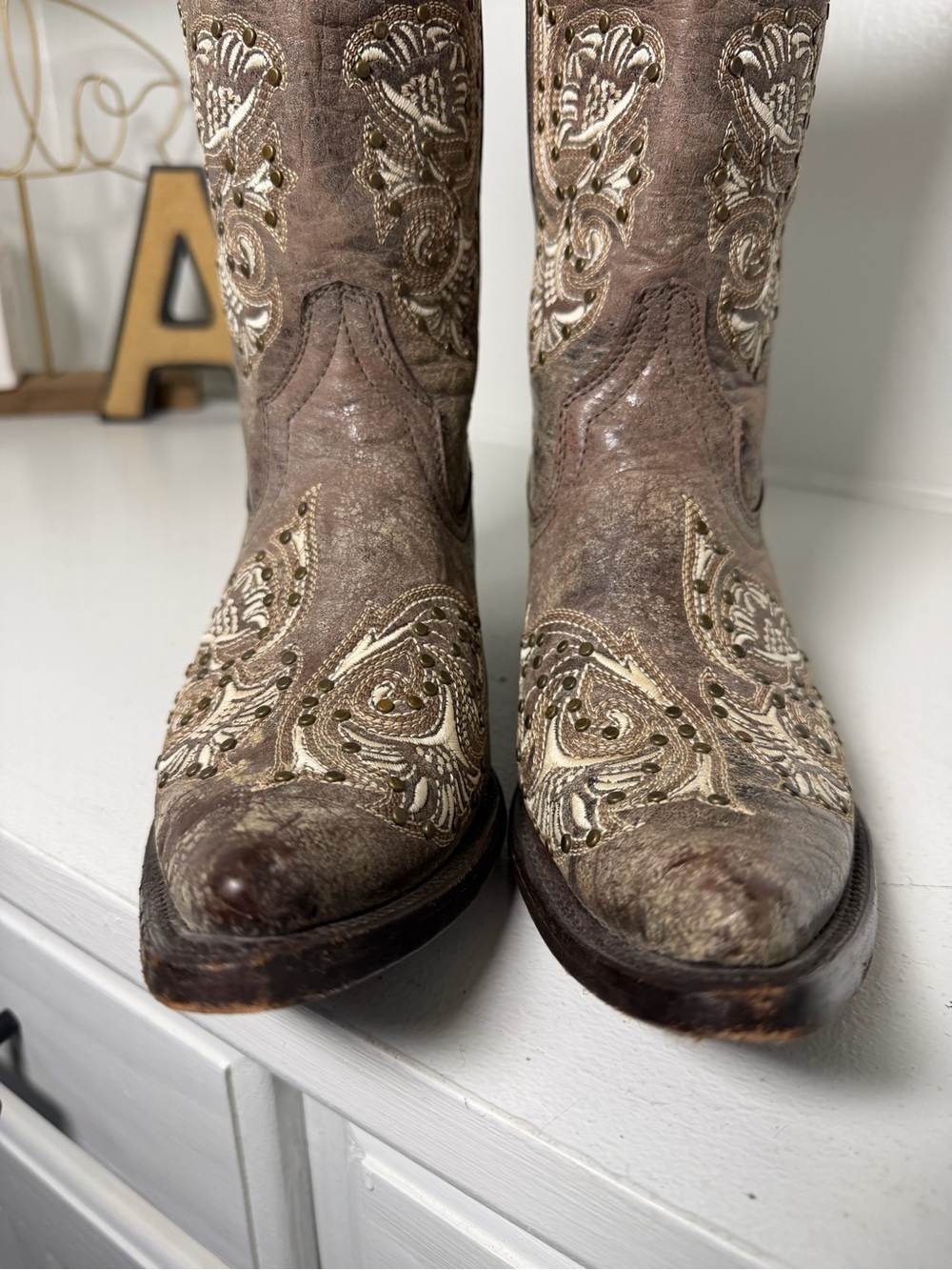 Gypsy Girl Womens 7 Brown Embroidered Cowboy Boots Snip Toe Western Leather - Picture 4 of 9